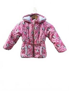 Hello Kitty Pink Winter Coat with Ears and Bow Hood Fleece Lined | Girls Sz 5/6